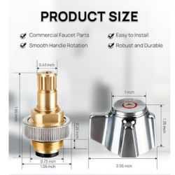 RKB0024 4 inch Brass Faucet Handle Cartridge Rebuild Trim Kit